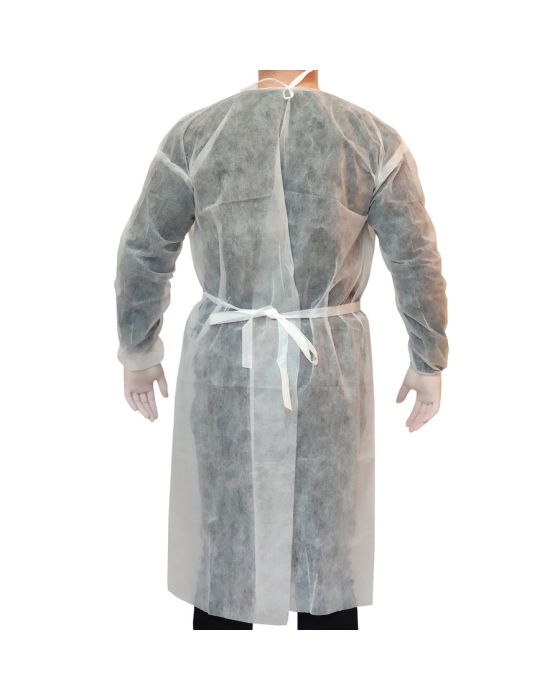 Avental Descartavel Com manga Longa TNT 16G Branco Com 10 Unidades Medix