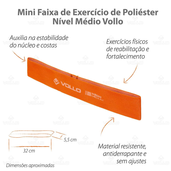 Faixa Elástica Mini Band Para Exercício de Poliéster Loop Band Vollo