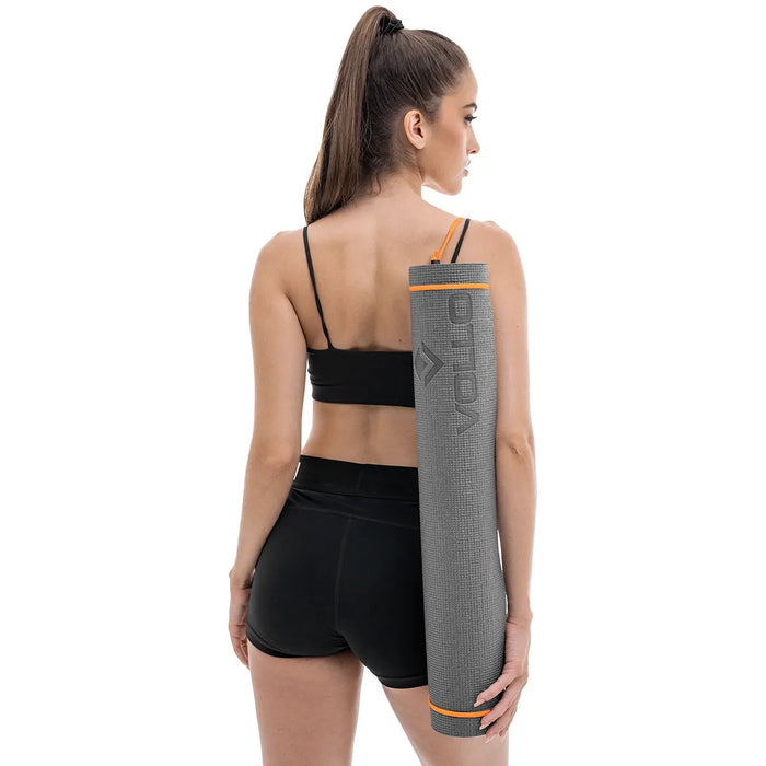 Colchonete Para Pilates e Yoga Cinza Com Alça 4mm Vollo