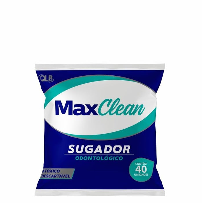 Sugador Odontológico Plastico Descartavel com Ponteiras Coloridas - 40 Unidades Max Clean