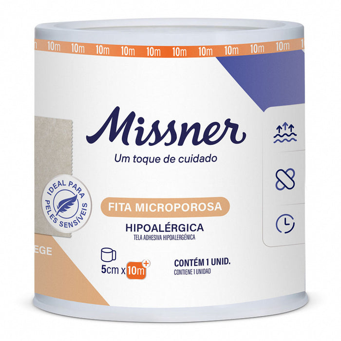 Kit Fita Microporosa Bege Missner 5cm x 10m - 6 Unidades