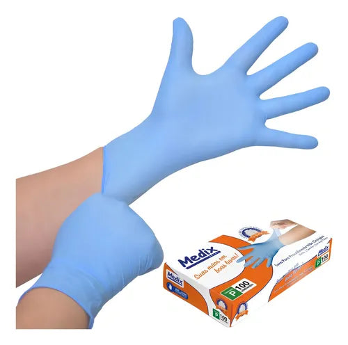 Luva Nitrilica Sem Pó Azul Medix