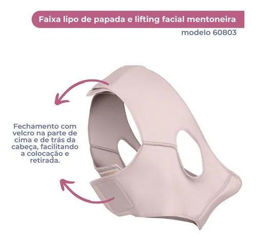 Faixa Pós-Cirúrgica Mentoneira Lifting Facial Lipo de Papada Bichectomia Aberta Bege New Form