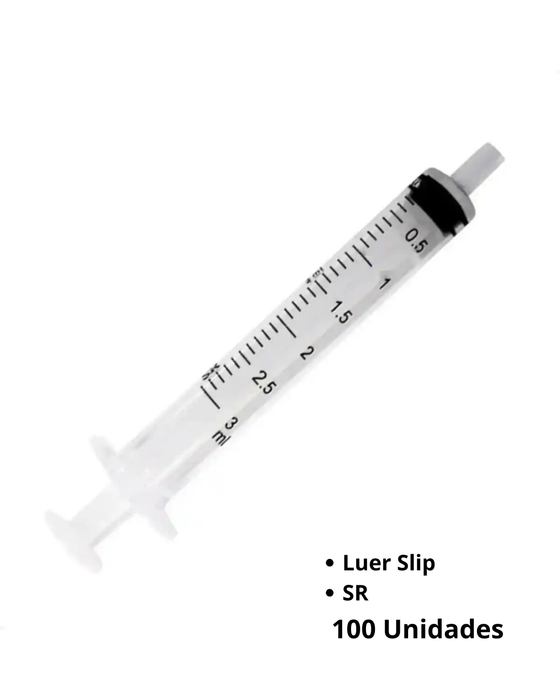 Seringa 3ml Sem Agulha Luer Slip SR 100 Unidades