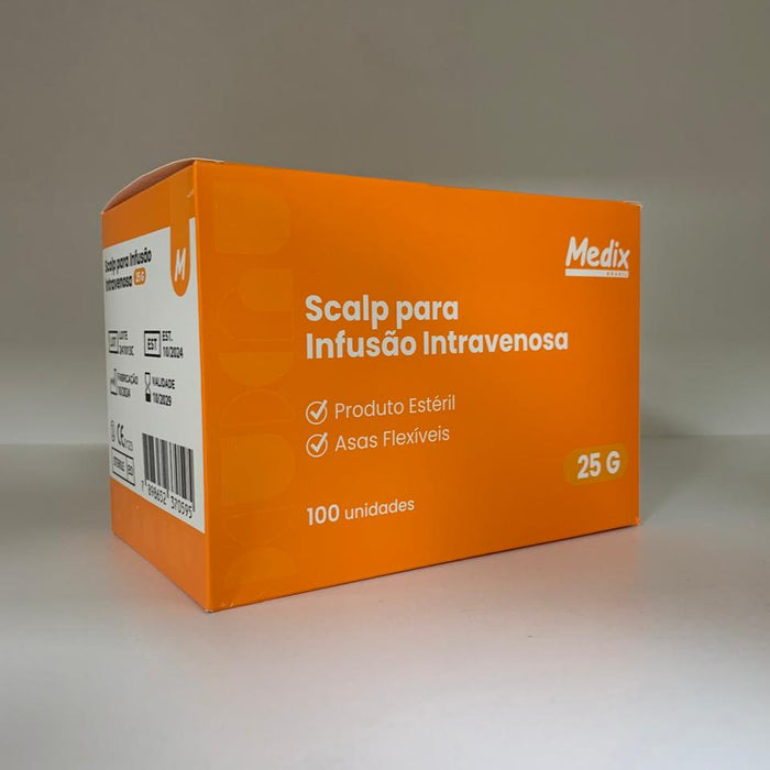 Scalp para Infusão Intravenosa Polybag 25G Luer Lock Caixa com 100 un Medix