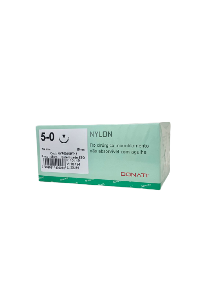 Fio De Sutura Cirurgico Monofilamento Nylon 5-0 15mm 1/2 Cir.