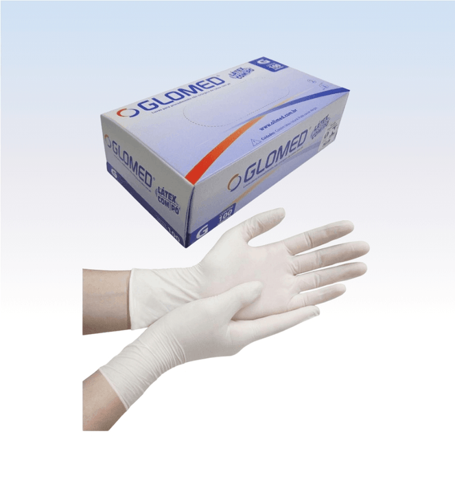 Luva Procedimento Látex com Pó com 100 Unidades Glomed