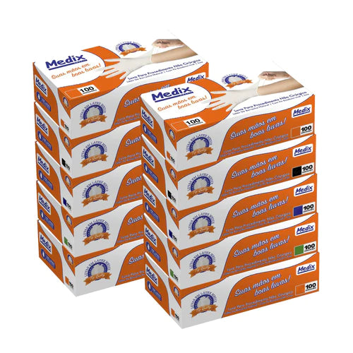 Kit 10 caixas de Luva de Látex Para Procedimento Não Cirúrgicos Com Pó - 1000 unidades (500 pares)