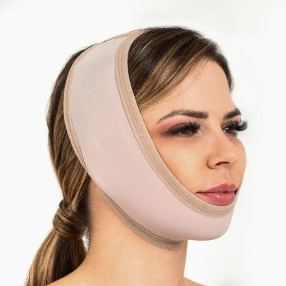 Faixa Para Cirurgia para Lipoaspiração Mentoniana ( Papada ) Otoplastia e Bichectomia - Chocolate New Form