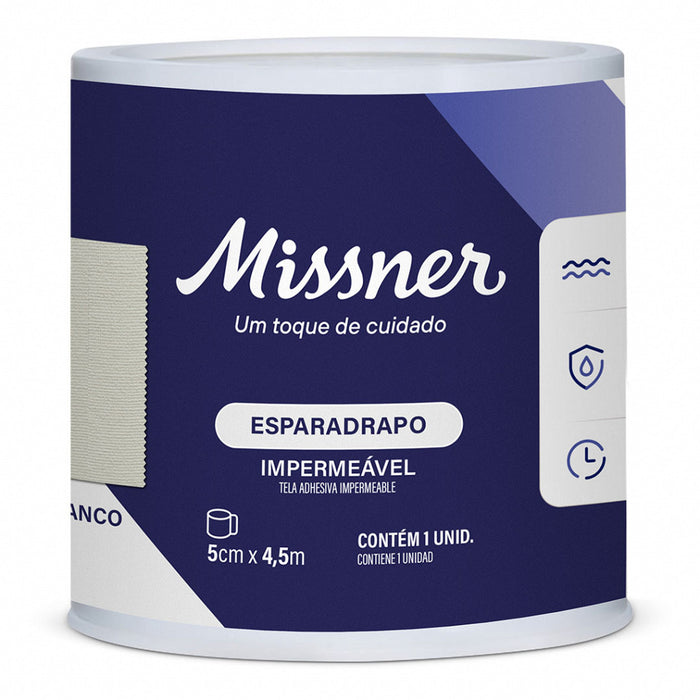 Kit de Esparadrapo Impermeável Branco Missner Tamanho:5,0cm X 4,5m - 6 Unidades