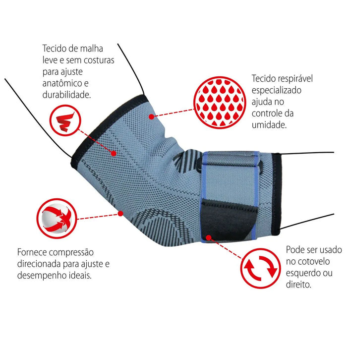 Cotoveleira Compressão Ajustável Esportiva Bilateral Relieve Vollo