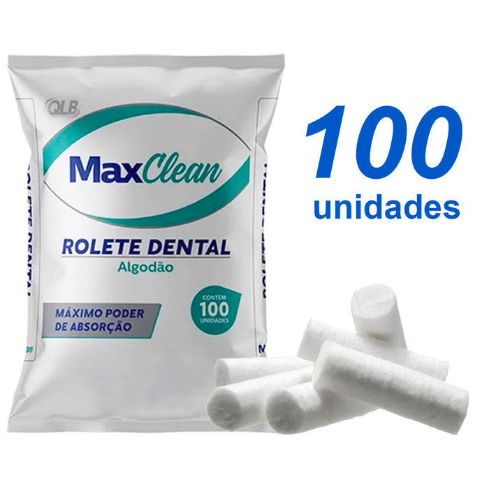 Algodão Rolete Dental com 100 Unidades Max Clean com 100 unidades