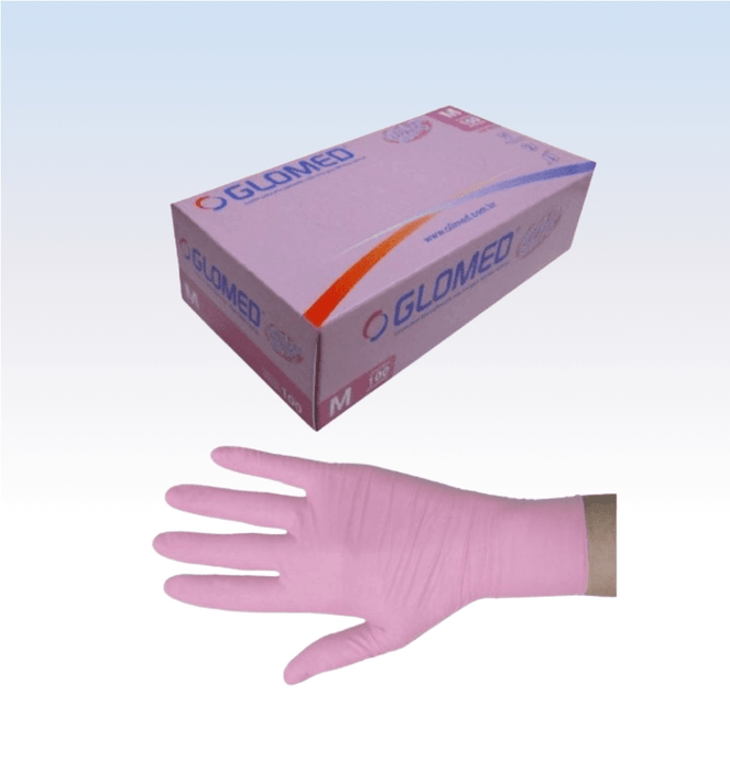Luva de Procedimento Nitrilica Rosa sem Pó Com 100 Unidades Olimed