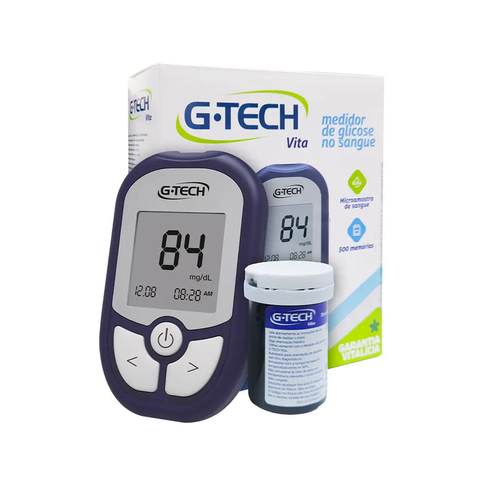 Kit Medidor de Glicose G-Tech Vita + 1 Tira Reagente Vita com 50 un