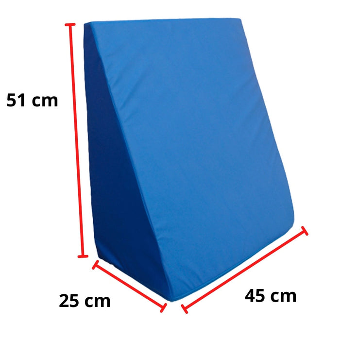 Almofada Antirrefluxo Triangular em Espuma Revestido em Corvin Azul