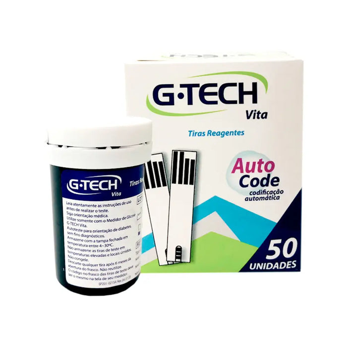Kit Medidor de Glicose G-Tech Vita + 1 Tira Reagente Vita com 50 un